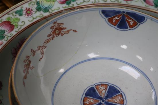 A collection of Chinese 18th century and later bowls and a vase vase height 42cm